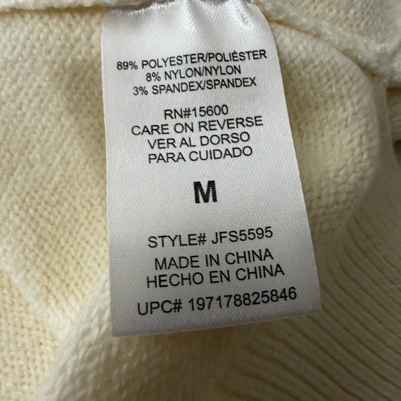 Mason & Belle Ivory Striped Trim Button Neck Knit Sweater Size M NWT - Picture 8 of 8